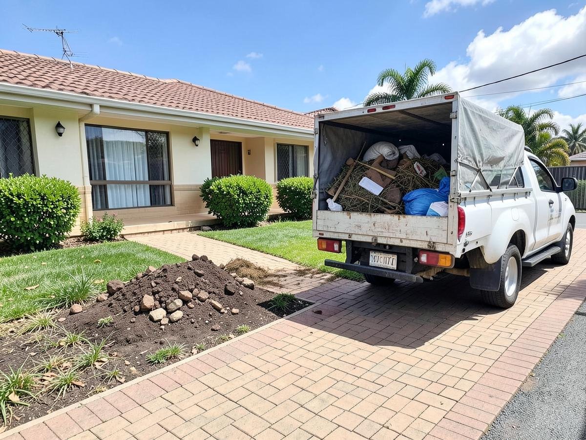 Garden rubble and waste being cleared from a suburban East Rand property