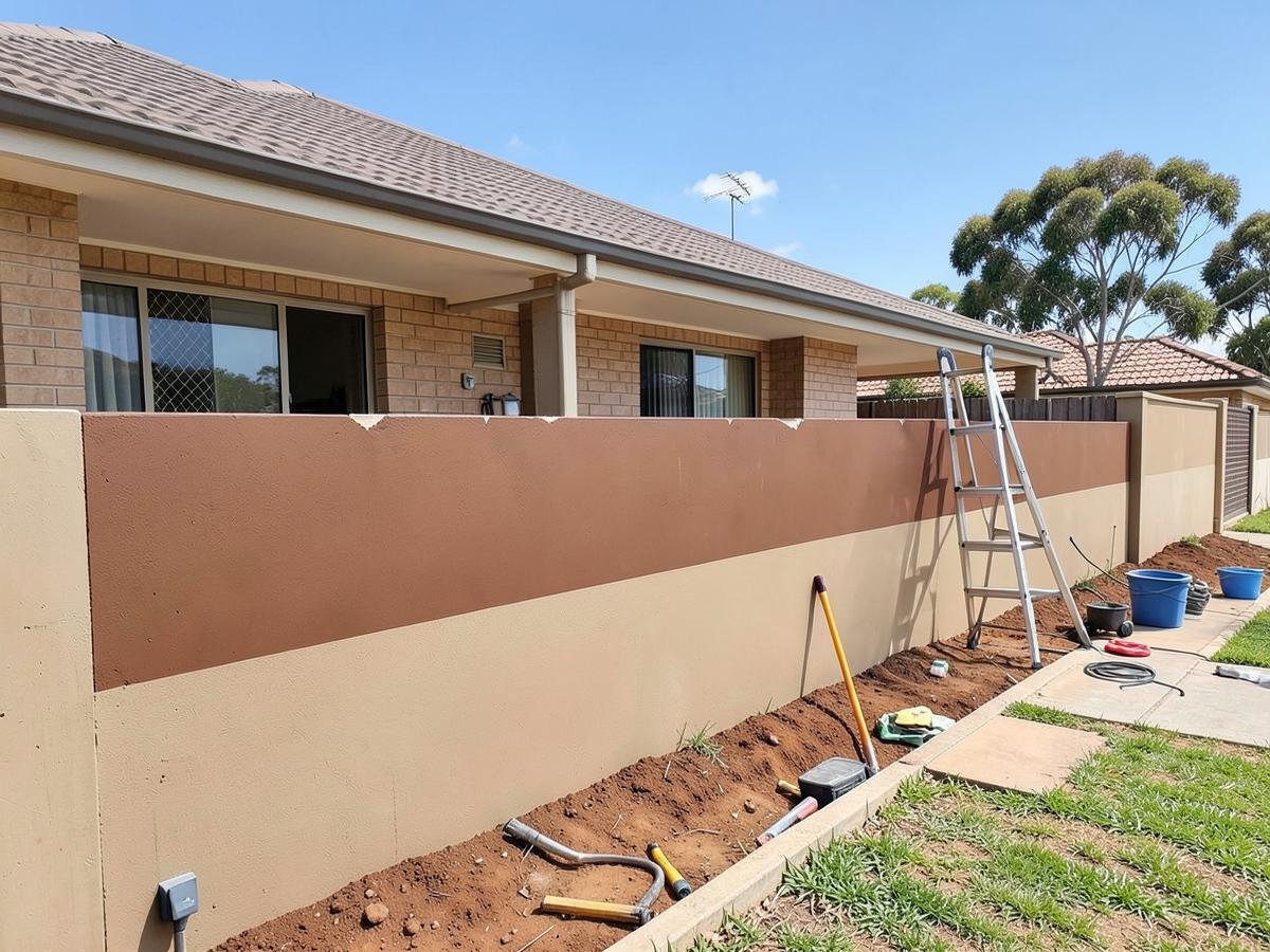 Boundary wall repair and repaint at a suburban property