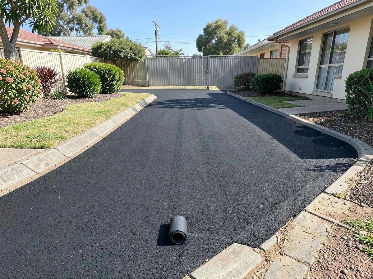 Newly laid tar surfacing on a residential driveway in the East Rand