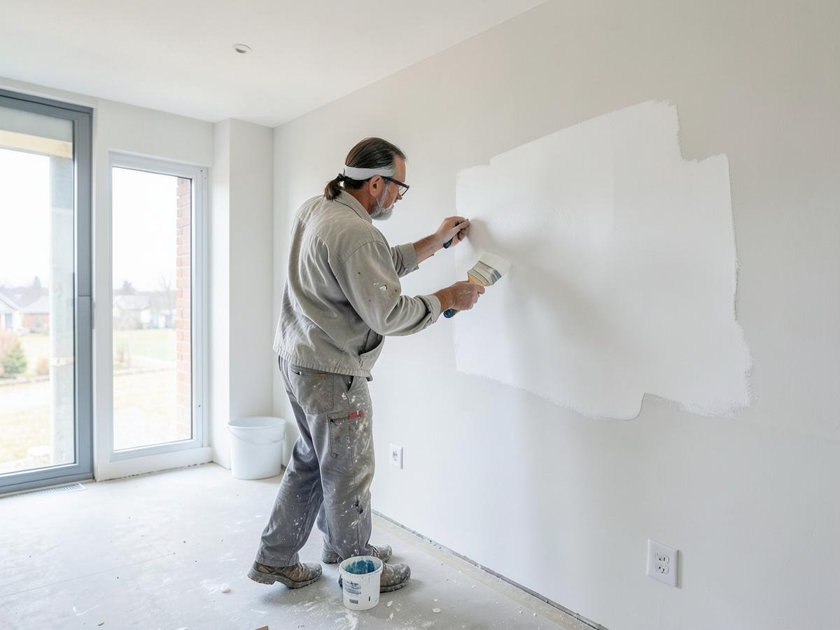 Painter applying a fresh coat to an interior wall of a Germiston home